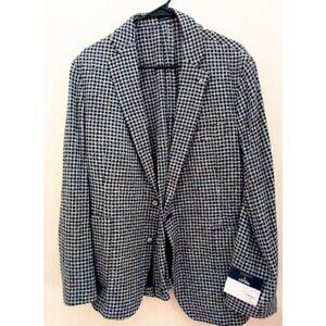Stafford Tweed Blazer Navy Blue Checkerboard Coat Classic Fit Jacket NWT